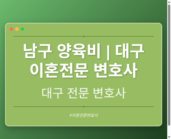 남구 양육비 | 대구 이혼전문 변호사