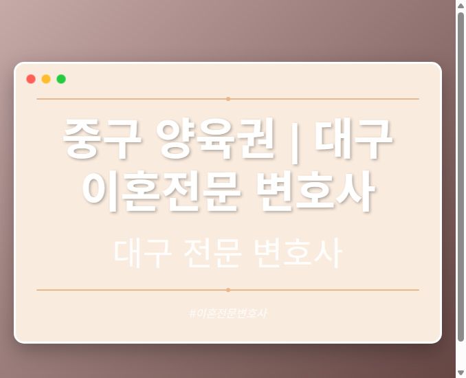 중구 양육권 | 대구 이혼전문 변호사