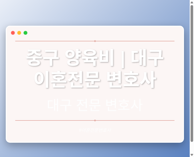 중구 양육비 | 대구 이혼전문 변호사
